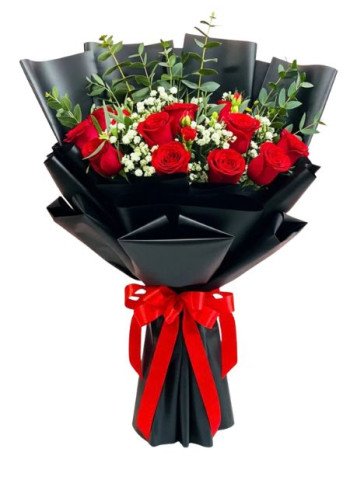 12 Mix Roses Hand Bouquet
