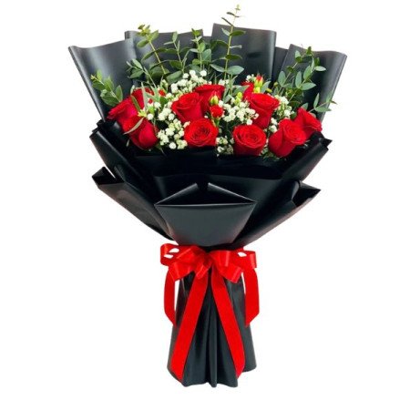 12 Mix Roses Hand Bouquet