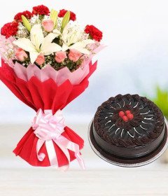 Flowers and Cake Combo