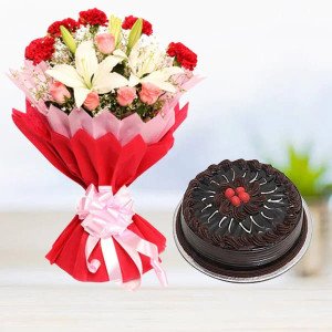 Flowers and Cake Combo