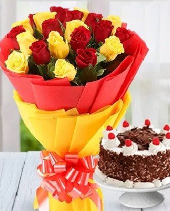 20 Mix Roses with Cake