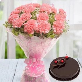 Pink Carnations with Cake Pink Carnations with Cake