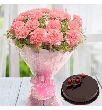 Pink Carnations with Cake