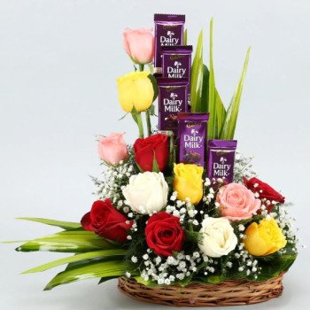 Rose N Dairy Milk Gift Basket