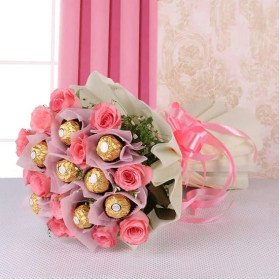 Baby Pink Roses n Ferrero Rocher Bouquet Baby Pink Roses n Ferrero Rocher Bouquet