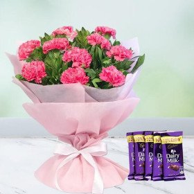 Pink Carnations And Chocolate Combo Pink Carnations And Chocolate Combo