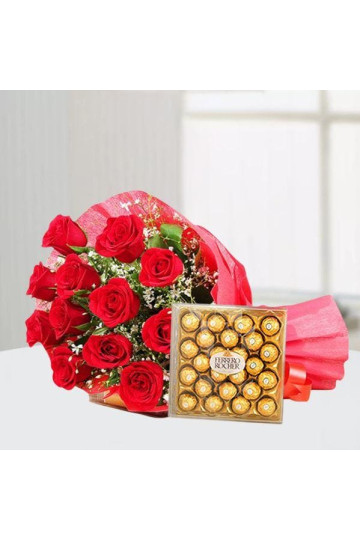 24 pcs Rocher n Red Roses Bouquet