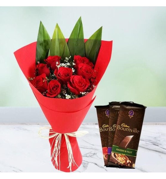 Red Roses n-Cadbury-Bournville Combo