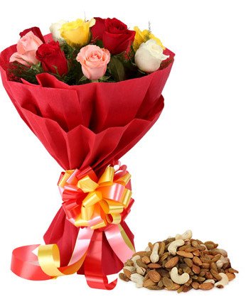 12 Mix Roses n Dry Fruits