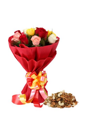 12 Mix Roses n Dry Fruits