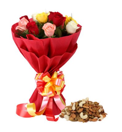 12 Mix Roses n Dry Fruits