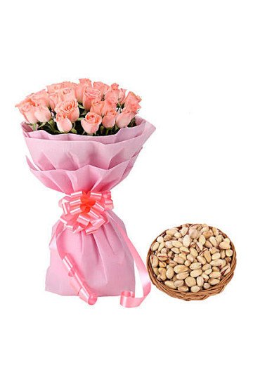 20 Pink Roses n Dry Fruits