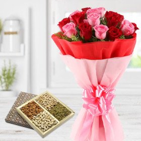 20 Roses Bouquet with Dry Fruits Box 20 Roses Bouquet with Dry Fruits Box