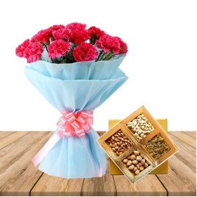 Carnations n Dry Fruits Combo Carnations n Dry Fruits Combo