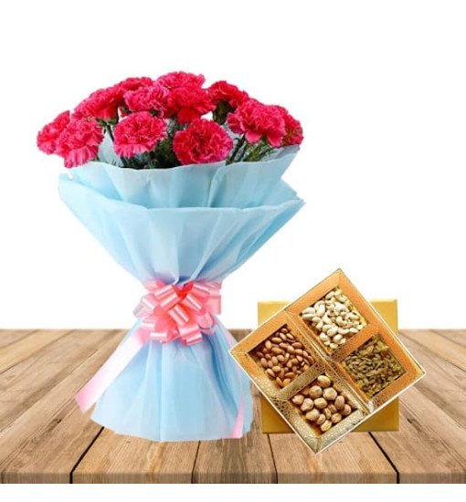 Carnations n Dry Fruits Combo