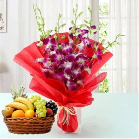 Orchids n Fresh Fruits Combo Orchids n Fresh Fruits Combo