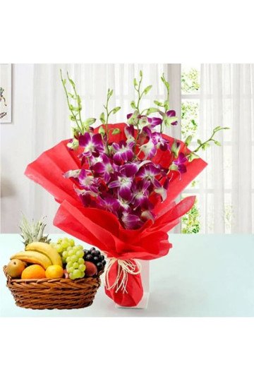 Orchids n Fresh Fruits Combo Orchids n Fresh Fruits Combo