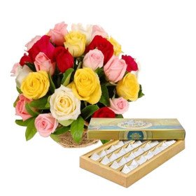 25 Mix Roses and 1/2 Kg Kaju Katli 25 Mix Roses and 1/2 Kg Kaju Katli