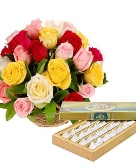 25 Mix Roses and 1/2 Kg Kaju Katli