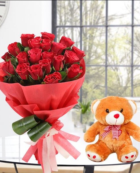 20 Red Roses n Teddy