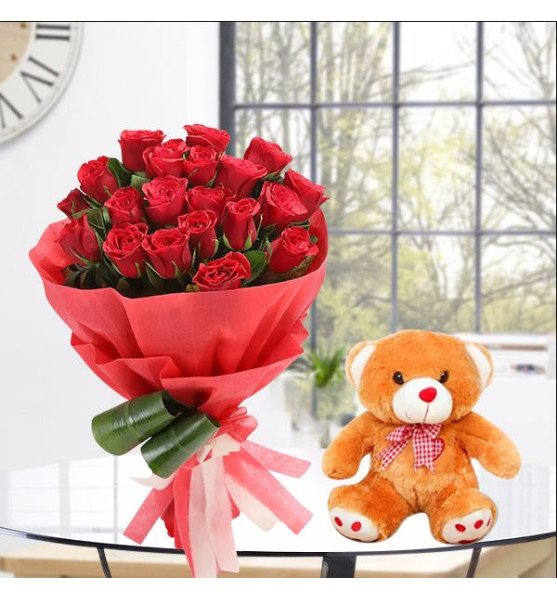 20 Red Roses n Teddy