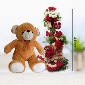 Tall Arrangement with Big Teddy Tall Arrangement with Big Teddy