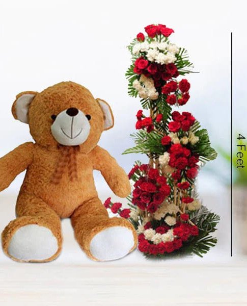 Tall Arrangement with Big Teddy