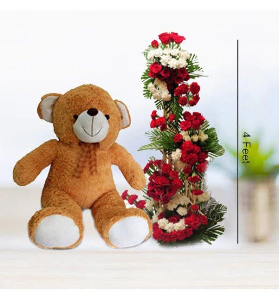 Tall Arrangement with Big Teddy