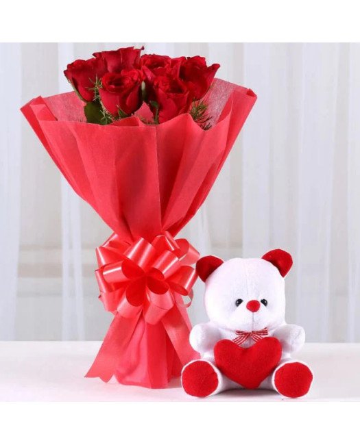 Roses n Teddy Bear Combo