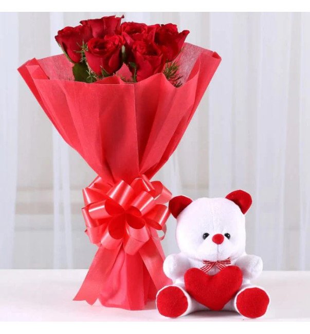 Roses n Teddy Bear Combo