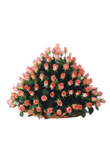 100 Pink Roses Basket