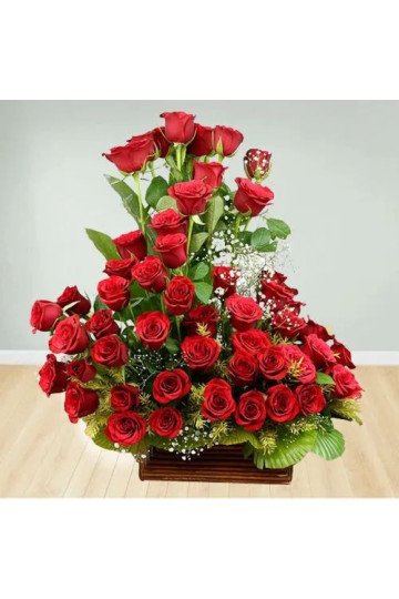 Artful Basket of Unforgettable Red Roses Artful Basket of Unforgettable Red Roses