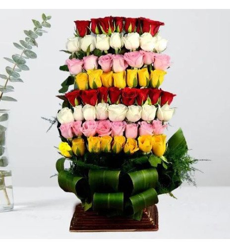 Astonishing Layering of Mixed Roses in a Basket