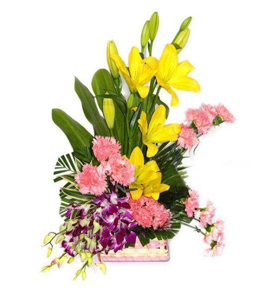 Beautiful Mixed Flowers Basket
