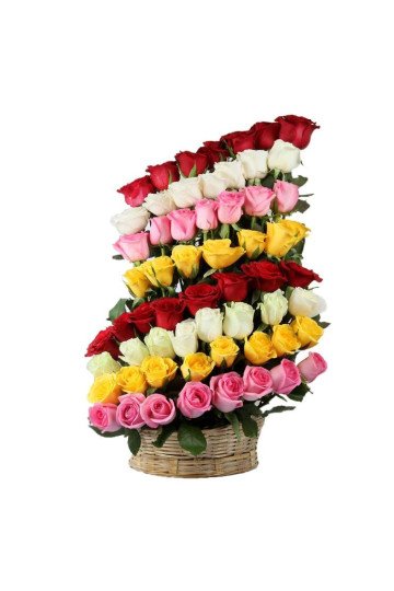Exotic Multicolored Rose Basket Exotic Multicolored Rose Basket