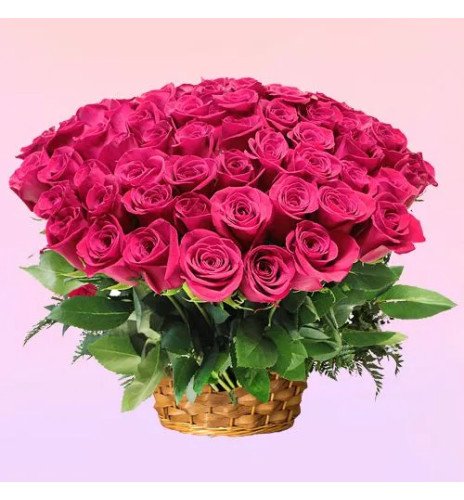 Impressive Basket of Pink Innocence Roses
