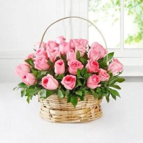 Pink Roses Basket Pink Roses Basket
