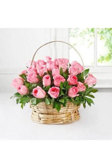 Pink Roses Basket Pink Roses Basket