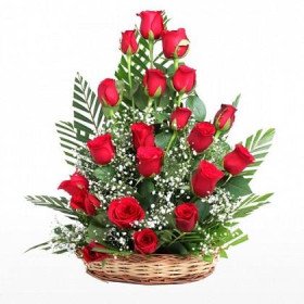 Pretty Rose Basket - Basket Of Red Flowers Pretty Rose Basket - Basket Of Red Flowers