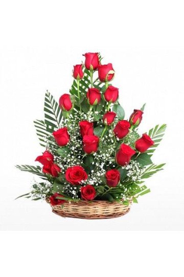 Pretty Rose Basket - Basket Of Red Flowers