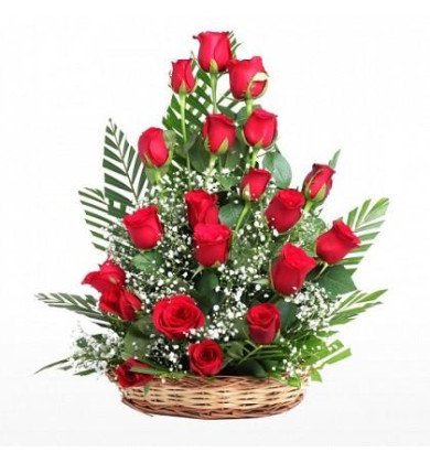 Pretty Rose Basket - Basket Of Red Flowers