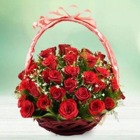 Ravishing Basket of 50 Red Roses Ravishing Basket of 50 Red Roses