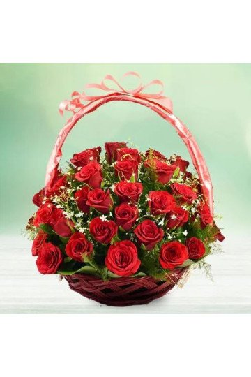 Ravishing Basket of 50 Red Roses Ravishing Basket of 50 Red Roses
