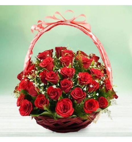 Ravishing Basket of 50 Red Roses