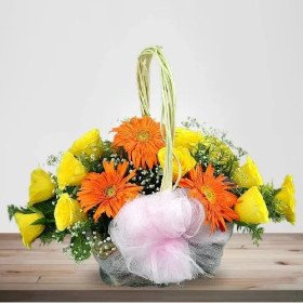 Vibrancy of Orange and Yellow Floral Basket Vibrancy of Orange and Yellow Floral Basket