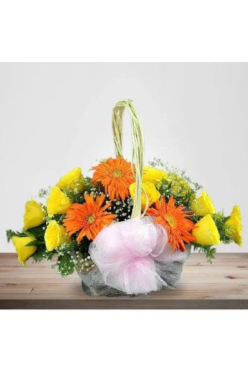 Vibrancy of Orange and Yellow Floral Basket