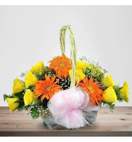 Vibrancy of Orange and Yellow Floral Basket