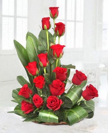 15 Red Roses Basket