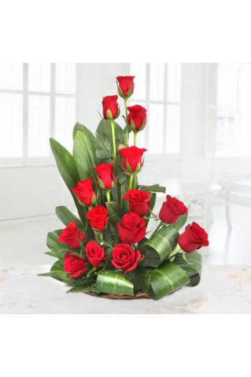 15 Red Roses Basket