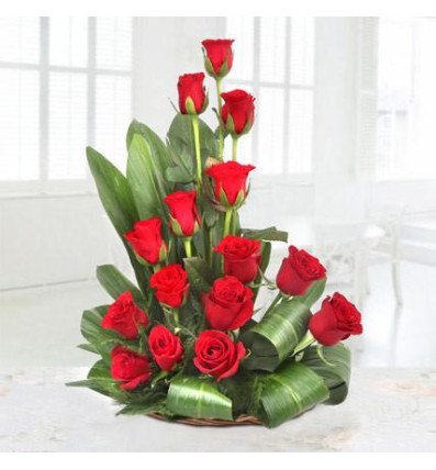 15 Red Roses Basket